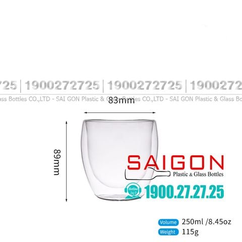  Deli GBP210-250 - Ly Thủy Tinh 02 Lớp Delisoga Tumber Double Wall Glass 250ml | Thủy Tinh Cao Cấp 