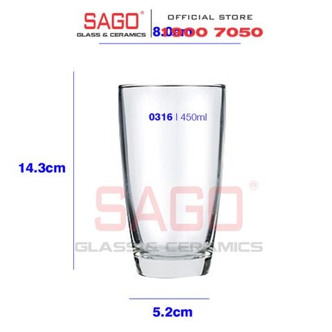  Lucky 100316 - Ly Thủy Tinh Lucky Bầu Cao 450ml | Nhập Khẩu Thái Lan 