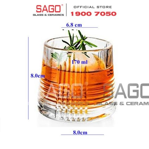  Deli KB148D - Ly Thủy Tinh Deli Whisky Rock 170ml | Sọc Chéo , Thủy Tinh Cao Cấp 