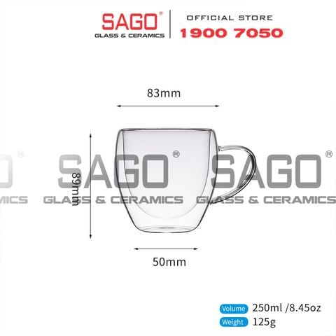  DELI GPB212 - Ly Thủy Tinh 02 lớp Delisoga Borosilicate Espresso Milk Double Wall Glass Cup 250ml | Thủy Tinh Cao Cấp 