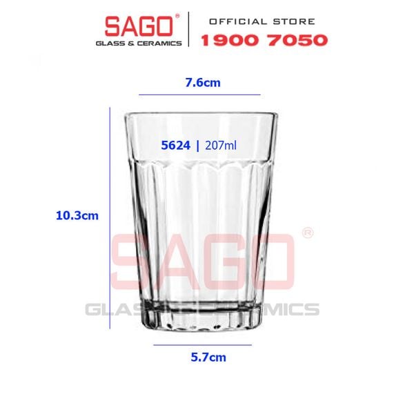  LIBBEY 15624 - Ly Thủy Tinh Libbey Paneled Tumbler Rocks 207ml | Thủy Tinh Cao cấp 