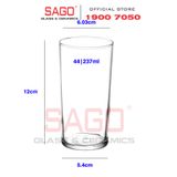  LIBBEY 44 - Ly Thủy Tinh Libbey Straight Sided Hi Ball 237ml | Nhập khẩu USA 
