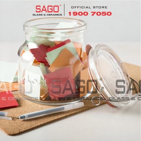  Luigi Bormioli 12162 - Hũ thủy tinh Pha Lê Luigi Bormioli LOCK EAT HANDY JAR C/TAPP Crystal Glasses 1650ml | Nhập Khẩu Italy 
