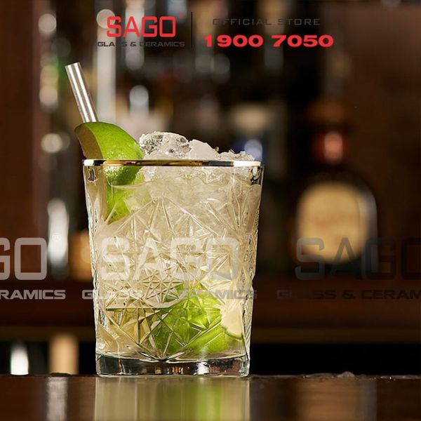 LIBBEY 929348 - Ly Thủy Tinh Cao Cấp Libbey HOBSTAR Color D.O.F Gold Rim 355ml | Nhập Khẩu E.U 