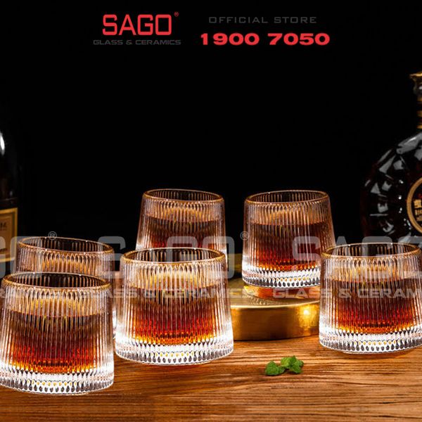  Deli KB148B - Ly Thủy Tinh Deli Whisky Rock 170ml | Sọc , Thủy Tinh Cao Cấp 