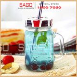  Deli HMS001 - Ly Thủy Tinh Deli Có Quai France 490ml , Kèm Nắp Và ống hút | Thủy Tinh Cao Cấp 