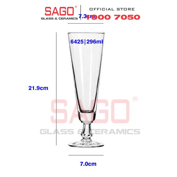  LIBBEY 6425 - Ly Thủy Tinh Libbey Commodore Footed Pilsner 296ml | Nhập Khẩu USA 