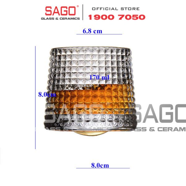  Deli KB148A - Ly Thủy Tinh Deli Whisky Rock 170ml | Sọc Caro , Thủy Tinh Cao Cấp 