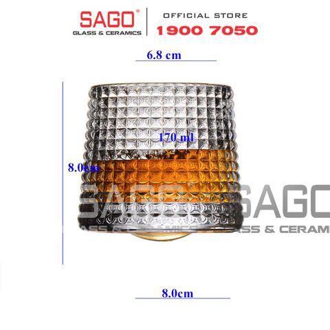  Deli KB148A - Ly Thủy Tinh Deli Whisky Rock 170ml | Sọc Caro , Thủy Tinh Cao Cấp 