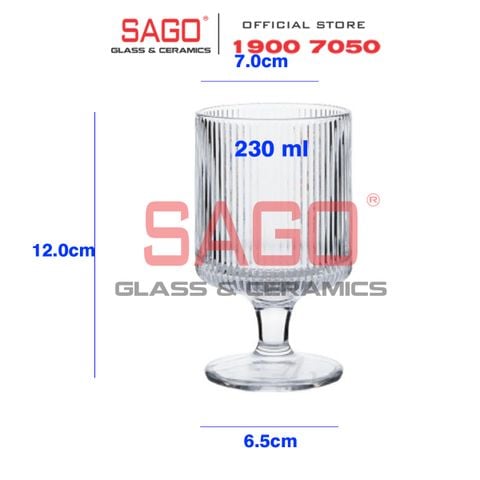  INS JYGB6 - Ly Thủy Tinh INS có Chân Strip Empilable Cocktail Glass 230ml | Thủy Tinh Cao Cấp 
