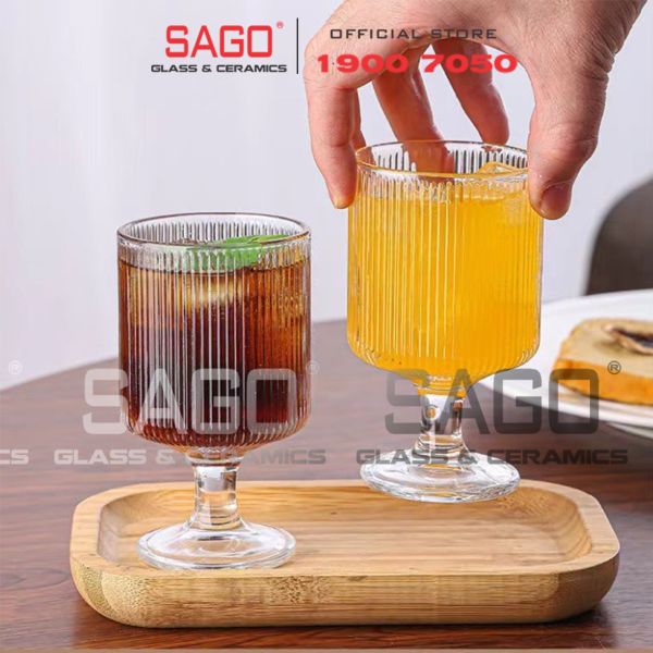  INS JYGB6 - Ly Thủy Tinh INS có Chân Strip Empilable Cocktail Glass 230ml | Thủy Tinh Cao Cấp 