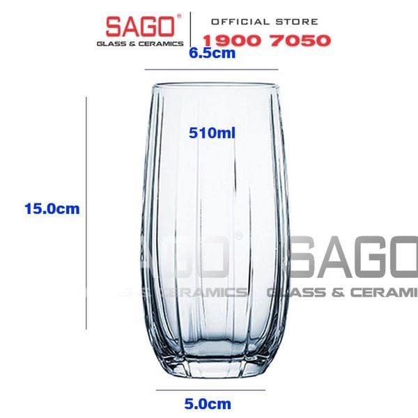  Deli JS5139-1B - Ly Thủy Tinh Deli Linka Blue Hight Ball Glass 510ml | Thủy Tinh Cao Cấp 