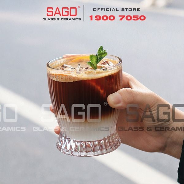  Deli DSKB162-1A - Ly Thủy Tinh Deli Stripes Rock Glass 280ml | Thủy Tinh Cao Cấp 
