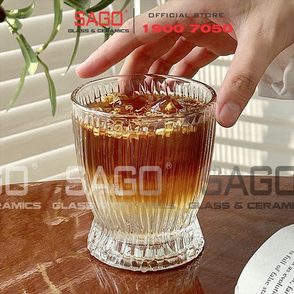  Deli DSKB162-1A - Ly Thủy Tinh Deli Stripes Rock Glass 280ml | Thủy Tinh Cao Cấp 