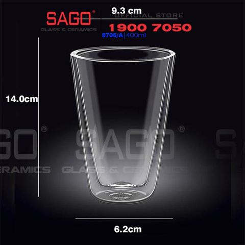  Wilmax England 888706/A - Ly Thủy Tinh 2 lớp Wilmax England Thermo 400ml | Thủy Tinh Cao Cấp Chịu Nhiệt 