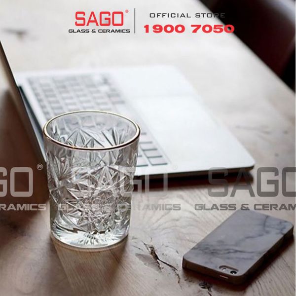  LIBBEY 929348 - Ly Thủy Tinh Cao Cấp Libbey HOBSTAR Color D.O.F Gold Rim 355ml | Nhập Khẩu E.U 