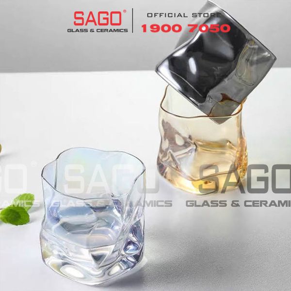  Deli ES7040HC - Ly Thủy Tinh Deli Apple Green Wave Shiny Whisky Glass 280ml | Thủy Tinh Cao Cấp 