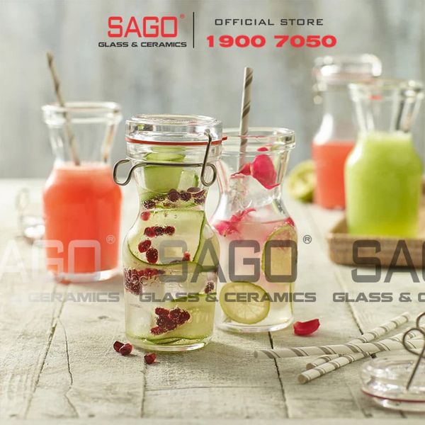  Luigi Bormioli 11963 - Chai thủy tinh Pha Lê Luigi Bormioli LOCK EAT CARAF C/TAPPO Crystal Glasses 343ml | Nhập Khẩu Italy 