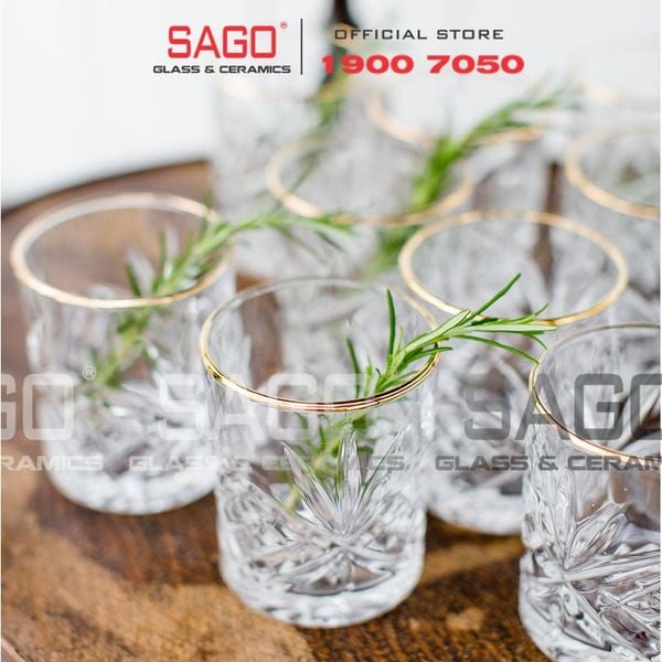  LIBBEY 929348 - Ly Thủy Tinh Cao Cấp Libbey HOBSTAR Color D.O.F Gold Rim 355ml | Nhập Khẩu E.U 