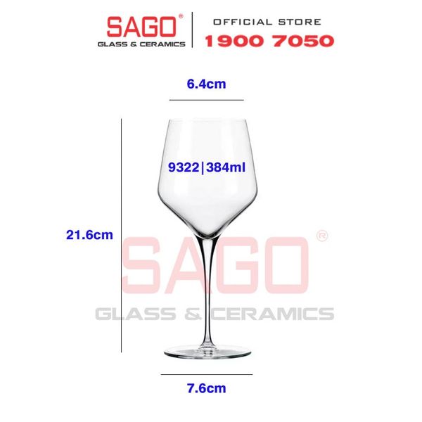  LIBBEY 9322 - Ly Thủy Tinh Libbey Prism 13 Oz Wine 384ml | Nhập Khẩu USA 