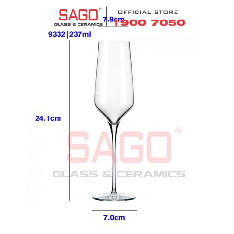  LIBBEY 9332 - Ly Thủy Tinh Libbey Prism 8 Oz Flute 237ml | Nhập Khẩu USA 