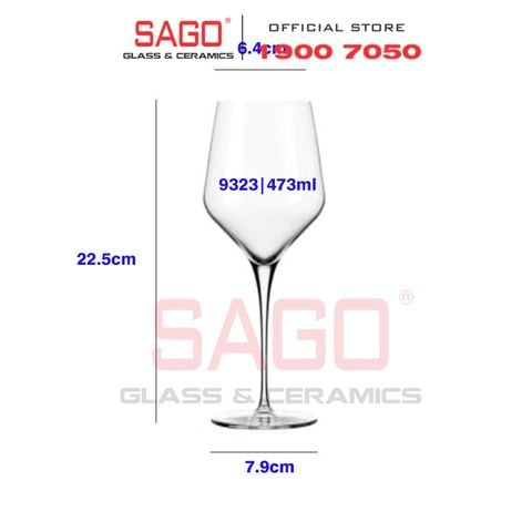  LIBBEY 9323 - Ly Thủy Tinh Libbey Prism Wine 16 Oz 473ml | Nhập Khẩu USA 