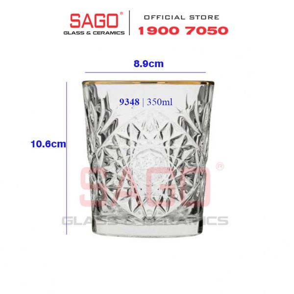  LIBBEY 929348 - Ly Thủy Tinh Cao Cấp Libbey HOBSTAR Color D.O.F Gold Rim 355ml | Nhập Khẩu E.U 