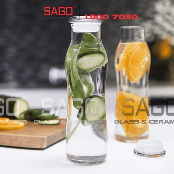  LIBBEY 701 - Bình Nước Thủy Tinh Libbey Trend Swerve Bottle With Lid 565ml | Thủy Tinh Cao Cấp 