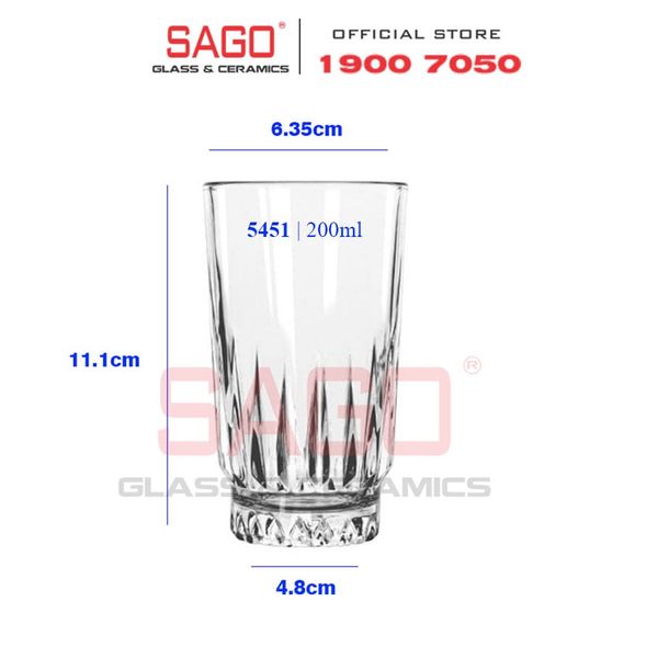  LIBBEY 15451 - Ly thủy tinh Cao Cấp Libbey Winchester DuraTuff Hi Ball 200ml | Nhập Khẩu USA 