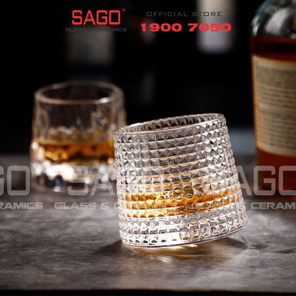  Deli KB148A - Ly Thủy Tinh Deli Whisky Rock 170ml | Sọc Caro , Thủy Tinh Cao Cấp 