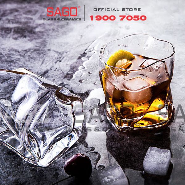  Deli ES7040 - Ly Thủy Tinh Deli Apple Green Wave Shiny Whisky Glass 280ml | Thủy Tinh Cao Cấp 