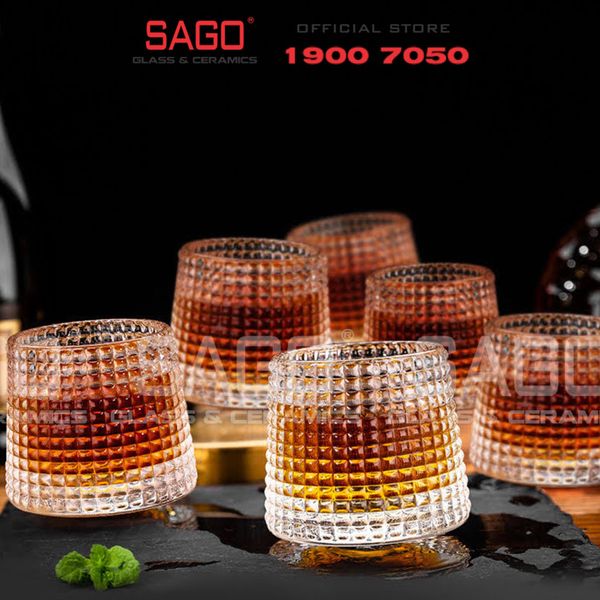  Deli KB148A - Ly Thủy Tinh Deli Whisky Rock 170ml | Sọc Caro , Thủy Tinh Cao Cấp 