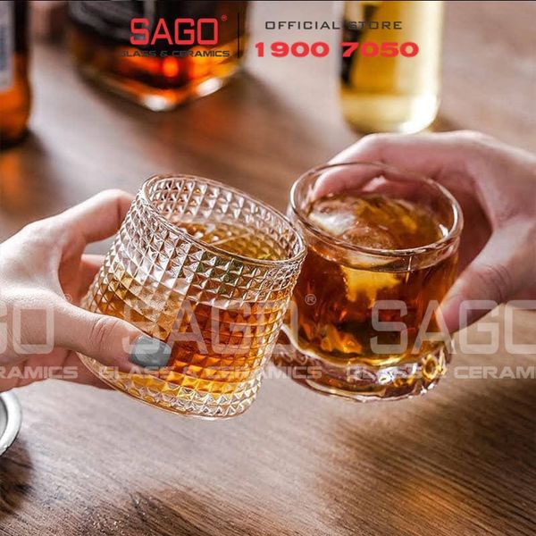  Deli KB148A - Ly Thủy Tinh Deli Whisky Rock 170ml | Sọc Caro , Thủy Tinh Cao Cấp 