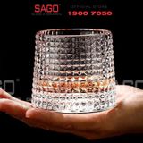  Deli KB148A - Ly Thủy Tinh Deli Whisky Rock 170ml | Sọc Caro , Thủy Tinh Cao Cấp 