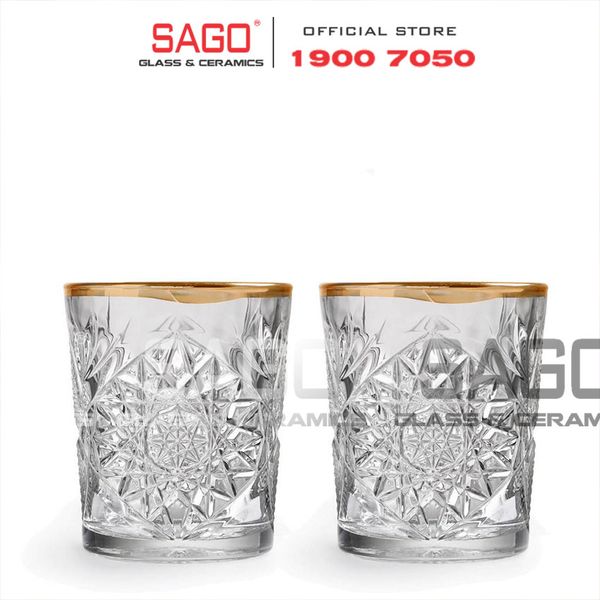  LIBBEY 929348 - Ly Thủy Tinh Cao Cấp Libbey HOBSTAR Color D.O.F Gold Rim 355ml | Nhập Khẩu E.U 
