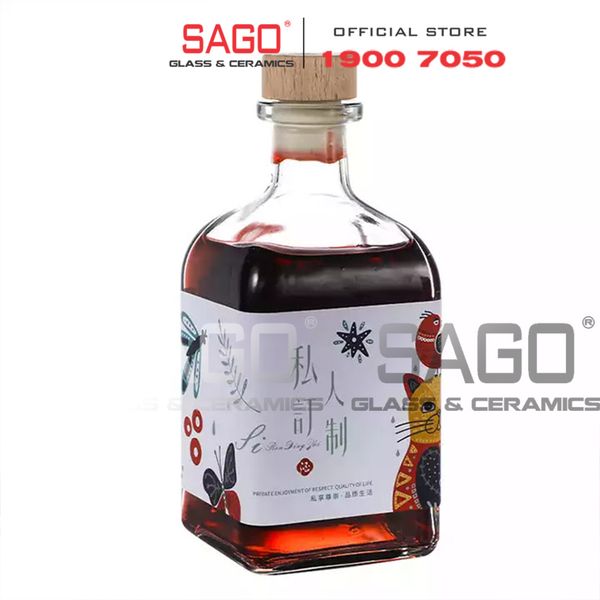  Bình Rượu Thủy Tinh vuông Lùn 500ml , 750ml Nút Nhấn | Bình Chiết Rượu Cao Cấp 