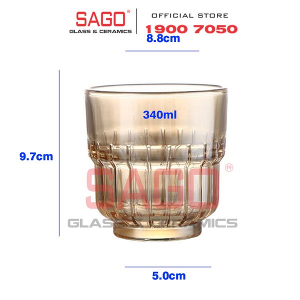  DELI Y5865-1S - Ly Thủy Tinh Deli LINQ Amber Rock Glass 340ml | Thủy Tinh Cao Cấp 