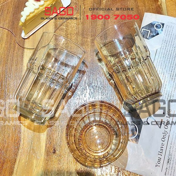  DELI Y5865-1S - Ly Thủy Tinh Deli LINQ Amber Rock Glass 340ml | Thủy Tinh Cao Cấp 