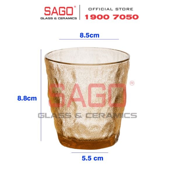  Deli KB047-1HA - Ly Thủy Tinh Deli Soda Lime Amber Rock Glass 260ml | Thủy Tinh Cao Cấp 