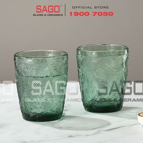 DELI DSKB164-1G - Ly Thủy Tinh Deli Summer Forest Green Rock Glass 300ml | Thủy Tinh Cao Cấp 