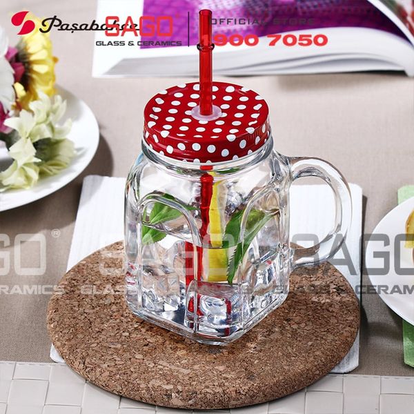  Pasabahce 80388 - Ly Thủy Tinh Pasabahce Có Quai Home Made 450ml (Tặng kèm Nắp) | Nhập Khẩu Thổ Nhĩ Kỳ 
