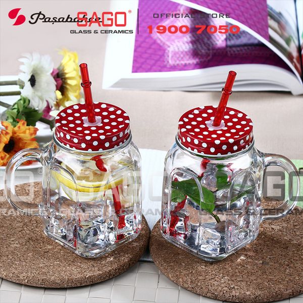  Pasabahce 80388 - Ly Thủy Tinh Pasabahce Có Quai Home Made 450ml (Tặng kèm Nắp) | Nhập Khẩu Thổ Nhĩ Kỳ 