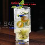  INS 214T - Ly Thủy Tinh Sọc 02 Tầng INS Stripes Empilable Tumber Glass 430ml | Thủy Tinh Cao Cấp 