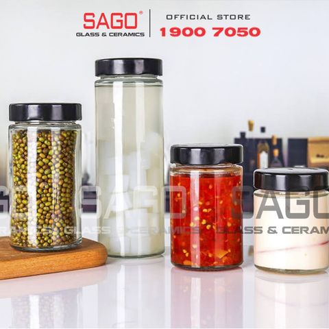  Hũ Thủy Tinh Tròn Trụ Cao Nắp Thiết Dày | Tùy Chọn Dung Tích 