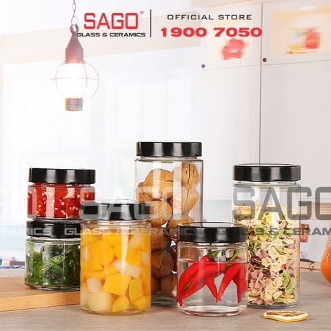  Hũ Thủy Tinh Tròn Trụ Nắp Thiết Dày | Tùy Chọn Dung Tích 