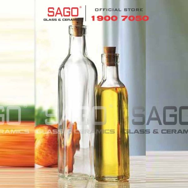  Chai Thủy Tinh Vuông Nút Gỗ Ép | Tùy Chọn Dung Tích 