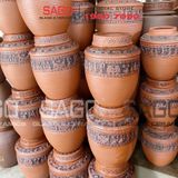  Chum Sành Ngâm Rượu Trống Đồng Đông Sơn Âu Lạc 30 Lít | Chum Sành Bát Tràng Không Tráng Men 