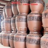  Chum Sành Ngâm Rượu Trống Đồng Đông Sơn Âu Lạc 100 Lít | Chum Sành Bát Tràng Không Tráng Men 