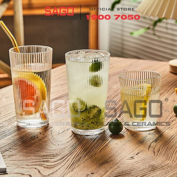  DELI DSY5840-1A - Ly Thủy Tinh Delisoga Studio Stripes Rock Glass 335ml | Thủy Tinh Nhập Khẩu Cao Cấp 