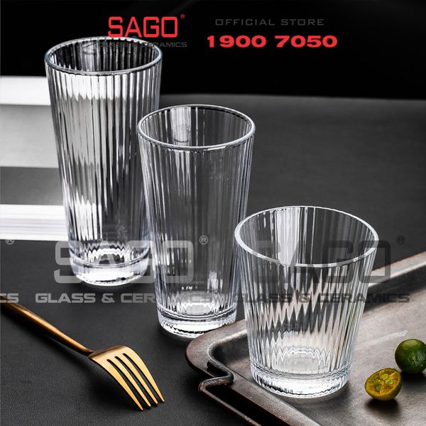 DELI DSY5840-1A - Ly Thủy Tinh Delisoga Studio Stripes Rock Glass 335ml | Thủy Tinh Nhập Khẩu Cao Cấp 
